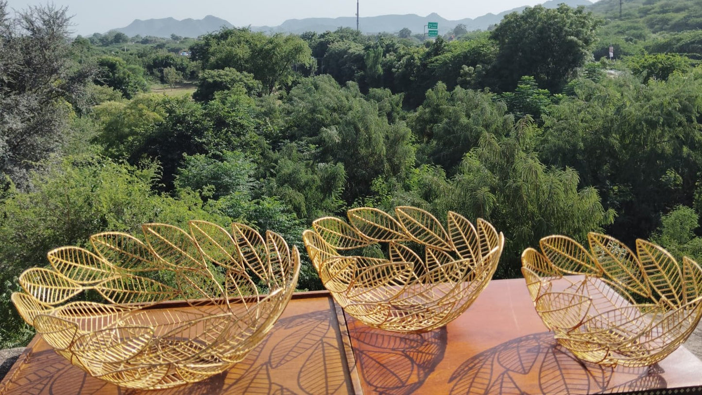 LEAF WIRE BOWL SET OF THREE