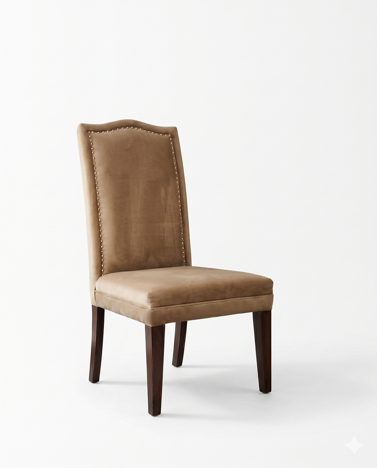 Tan Velvet Nailhead Dining Chair