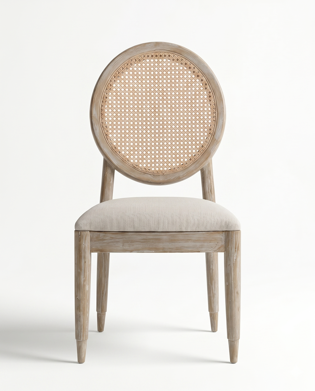 Round Cane Back Wooden Dining Chair