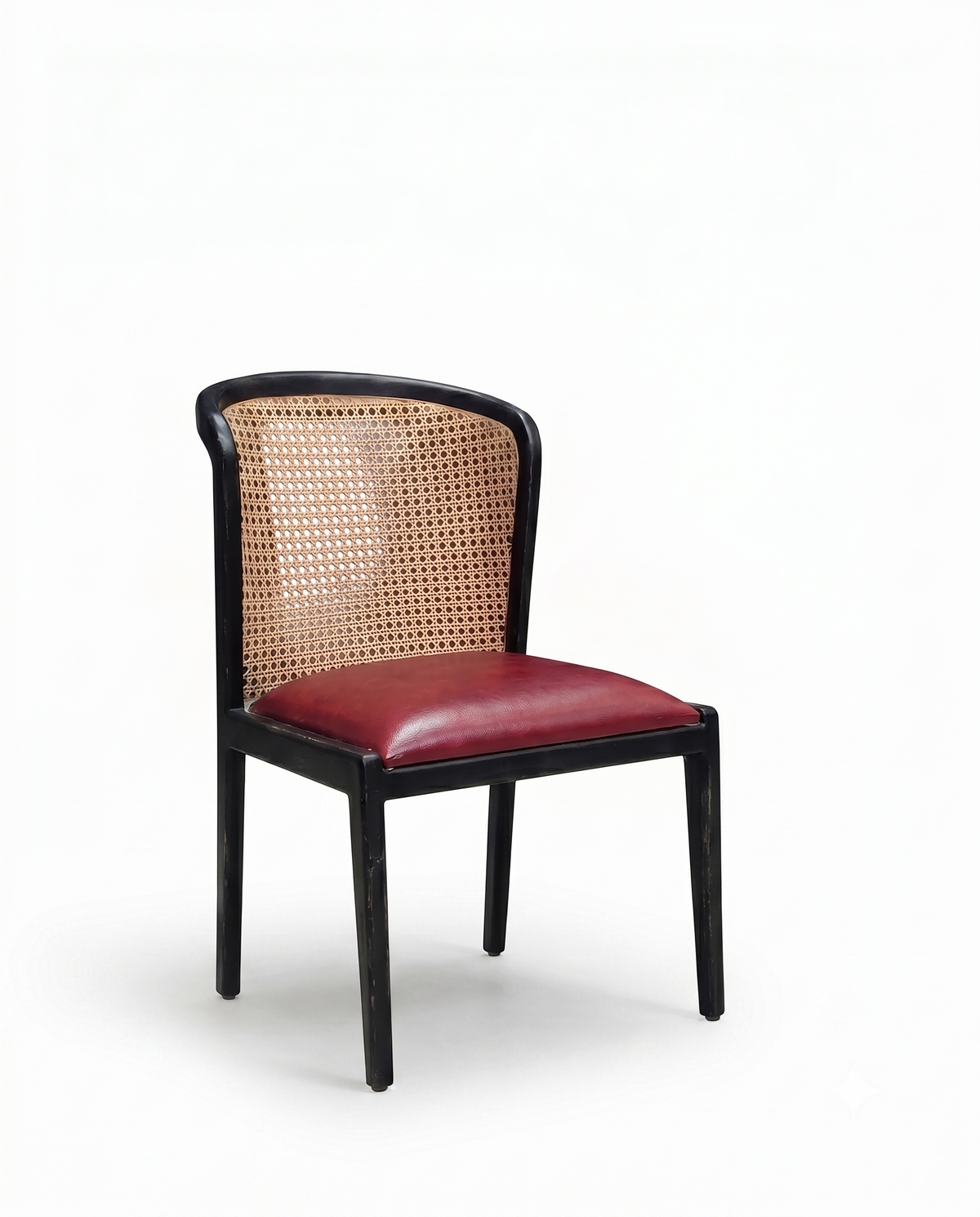 Black Cane Back Red Seat Dining Chair
