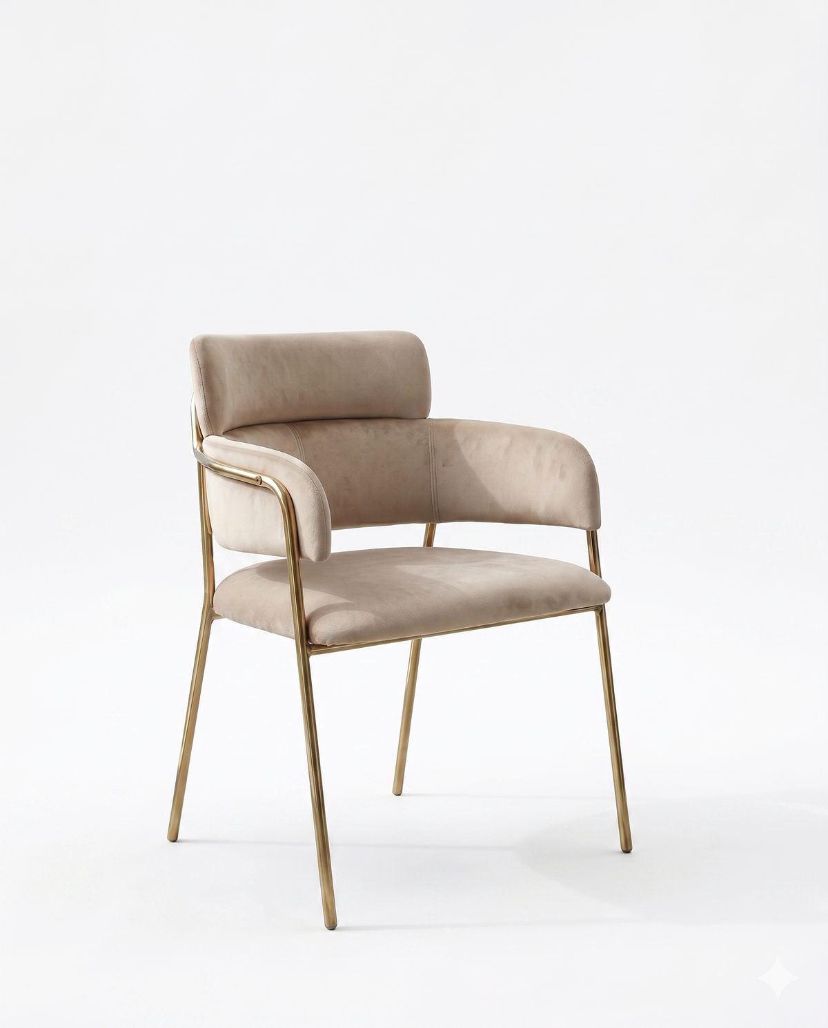 Beige Upholstered Gold Frame Accent Chair