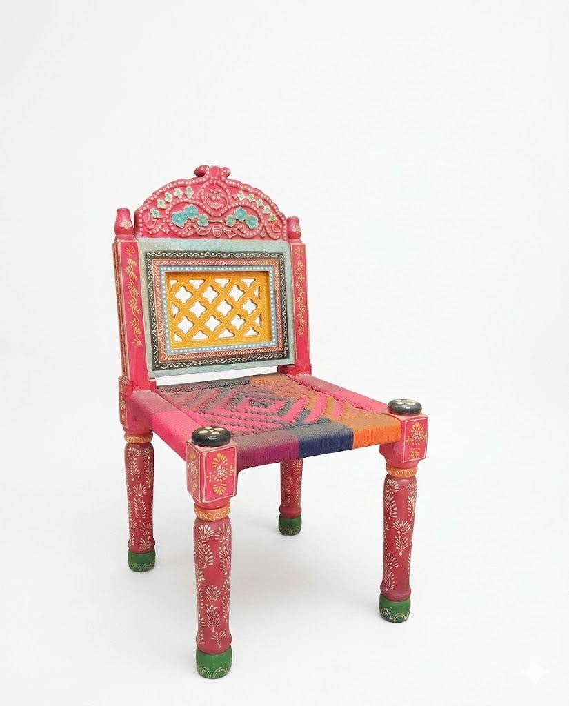 Hand-Painted Rajasthani Wooden Chair