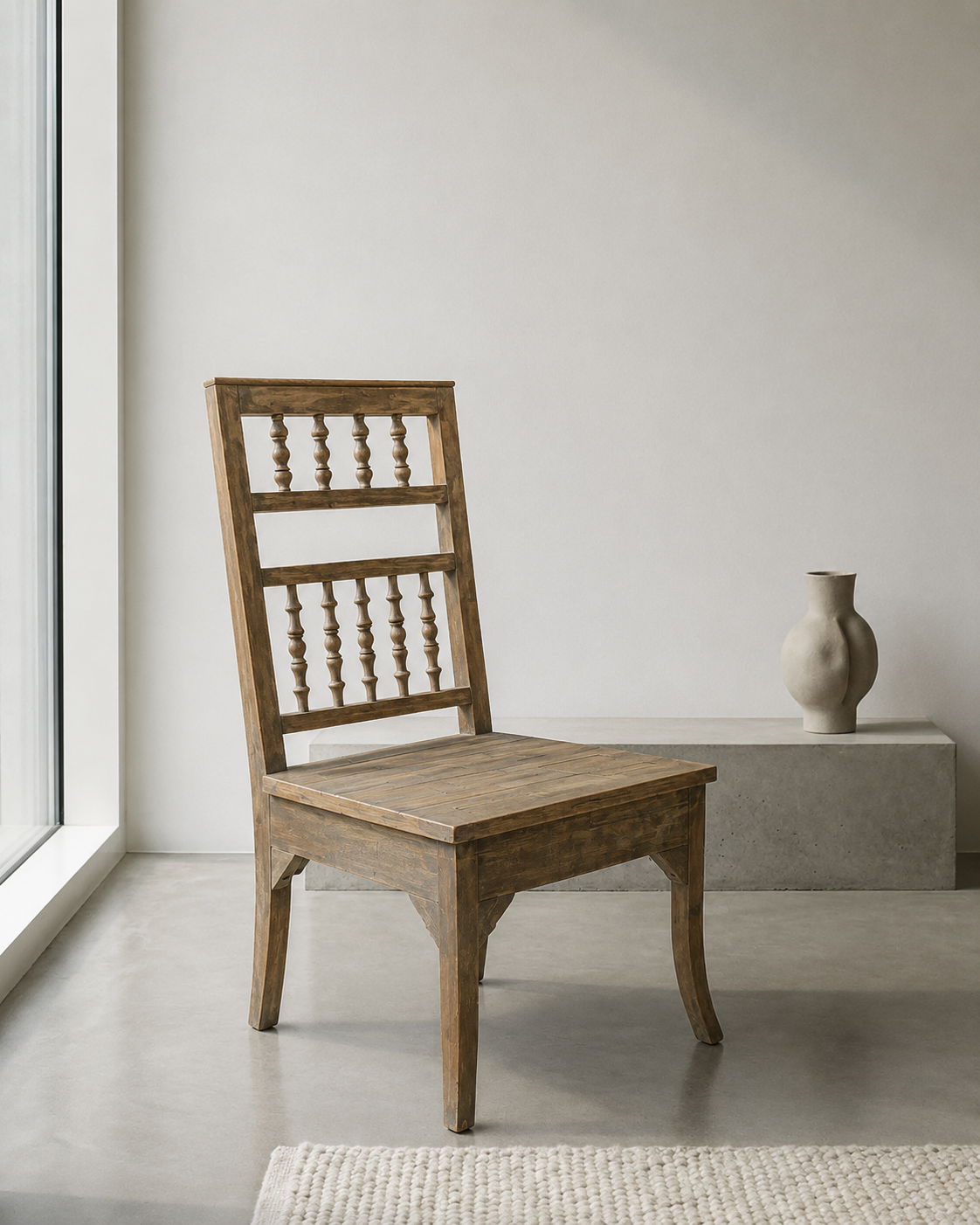 Rustic Wooden Spindle Dining Chair