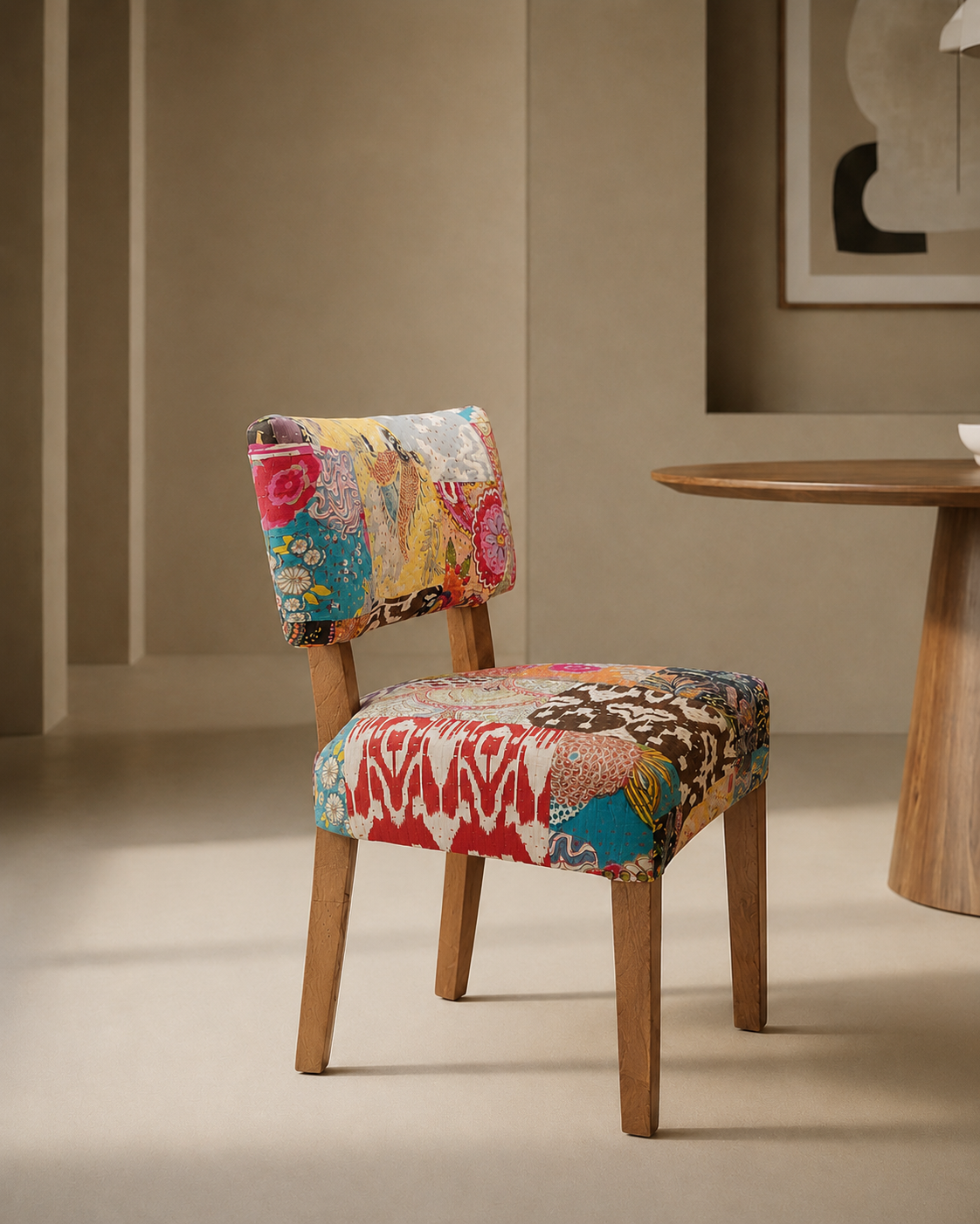 Multicolour Patchwork Upholstered Dining Chair
