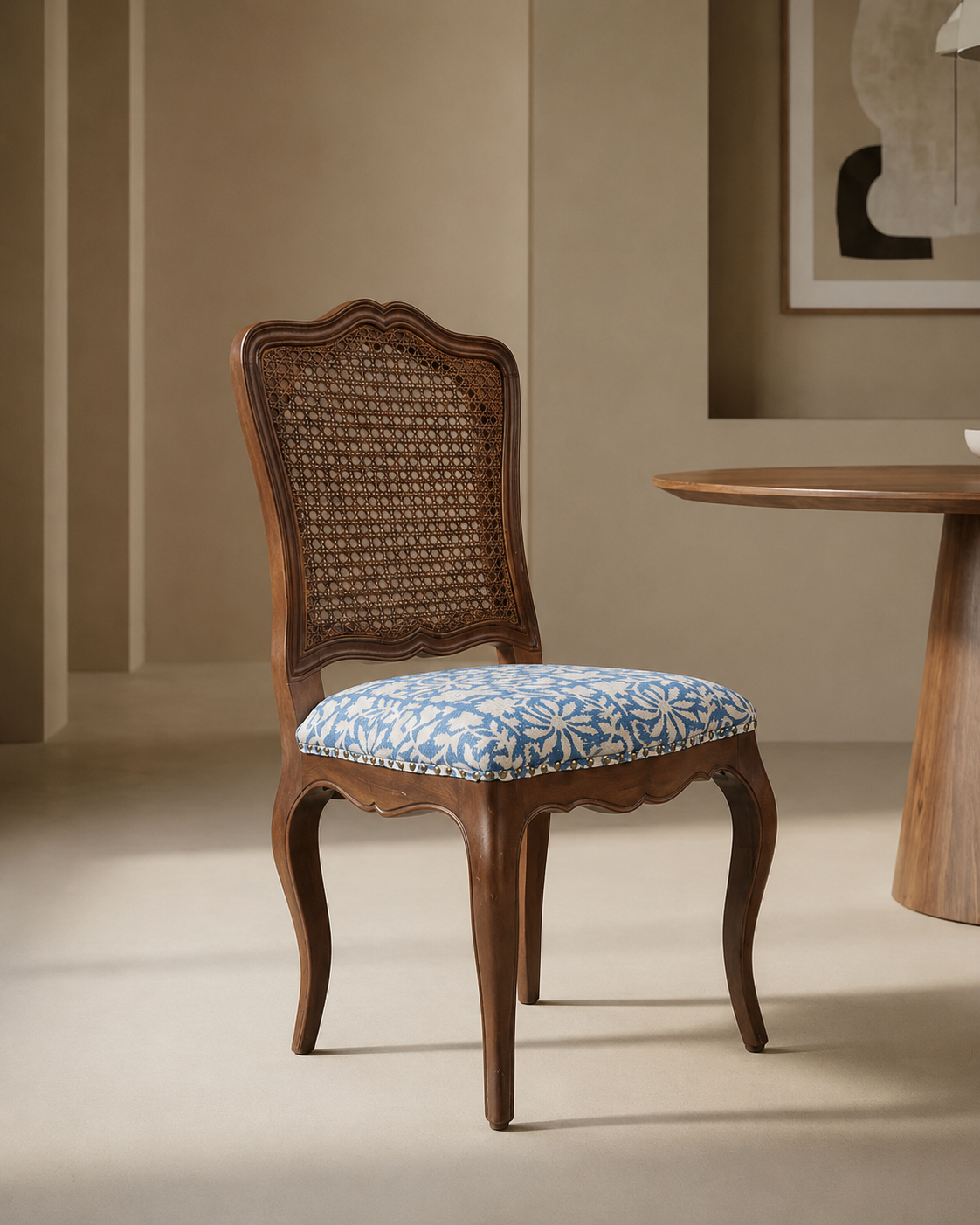Cane Back Floral Dining Chair