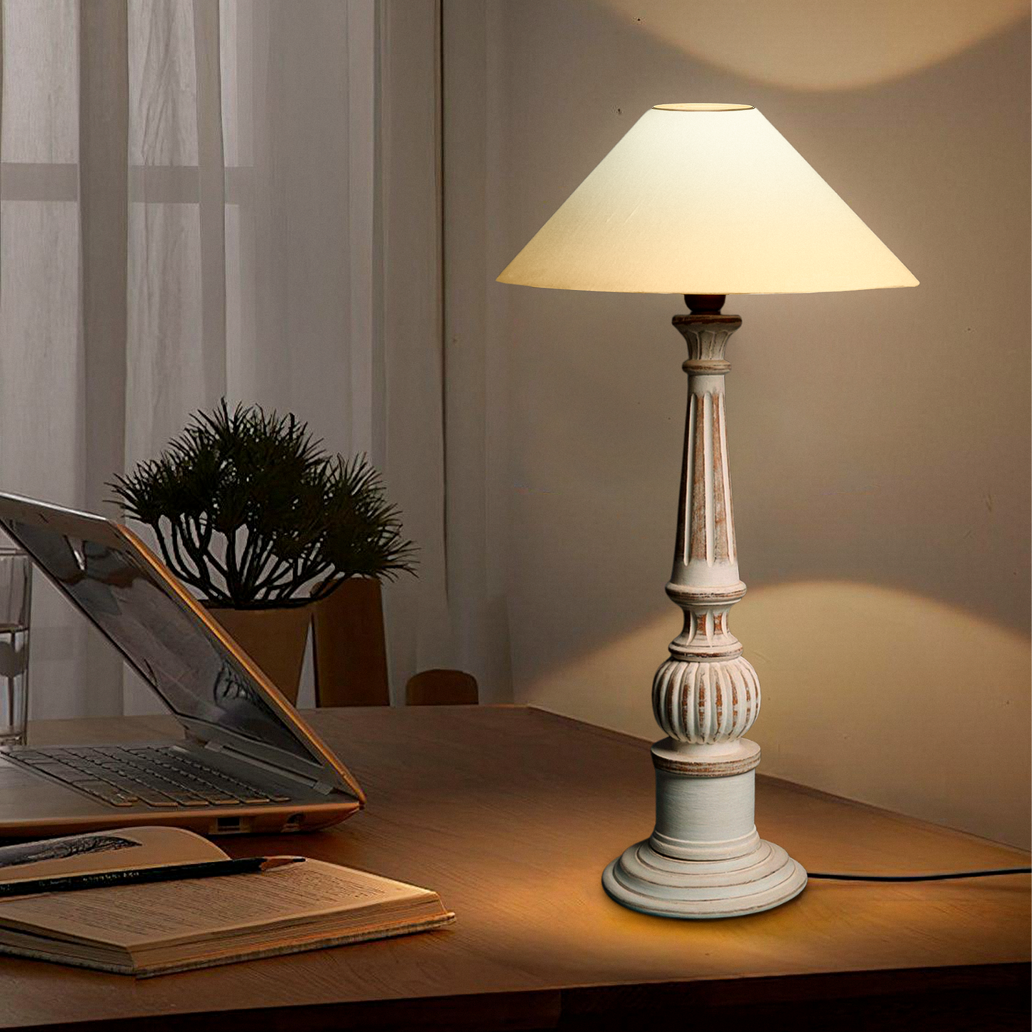 Baluster Carved Dual Tone Lamp Stand