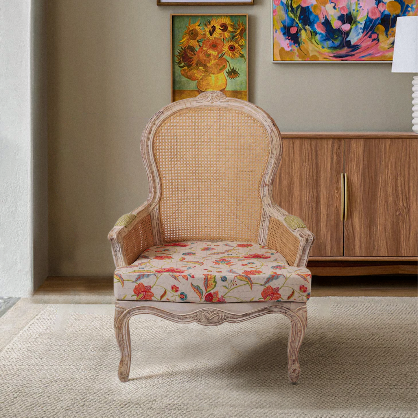 DOUBLE CANE ARM CHAIR