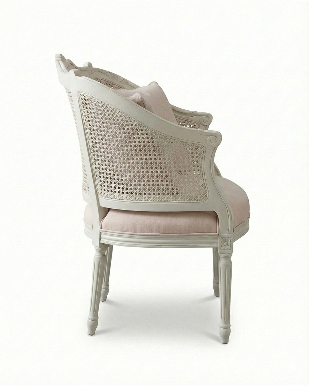 French Cane Barrel Accent Chair