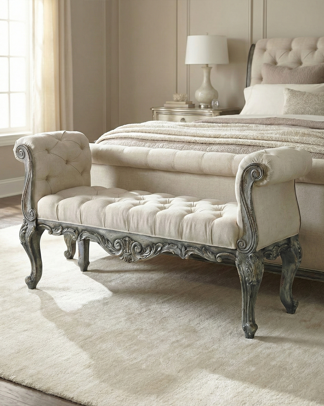 Classic French Tufted Bench