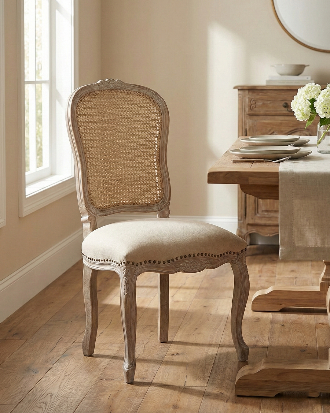 Louis Cane Back Upholstered Dining Chair
