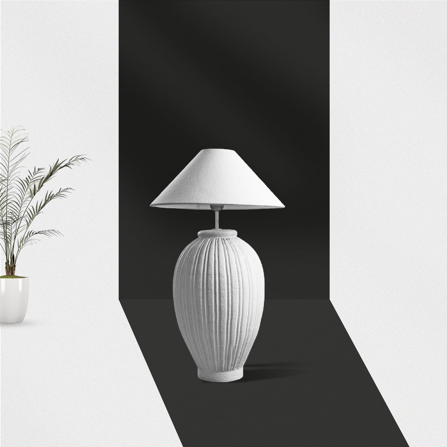 Flute Carved Lamp Stand