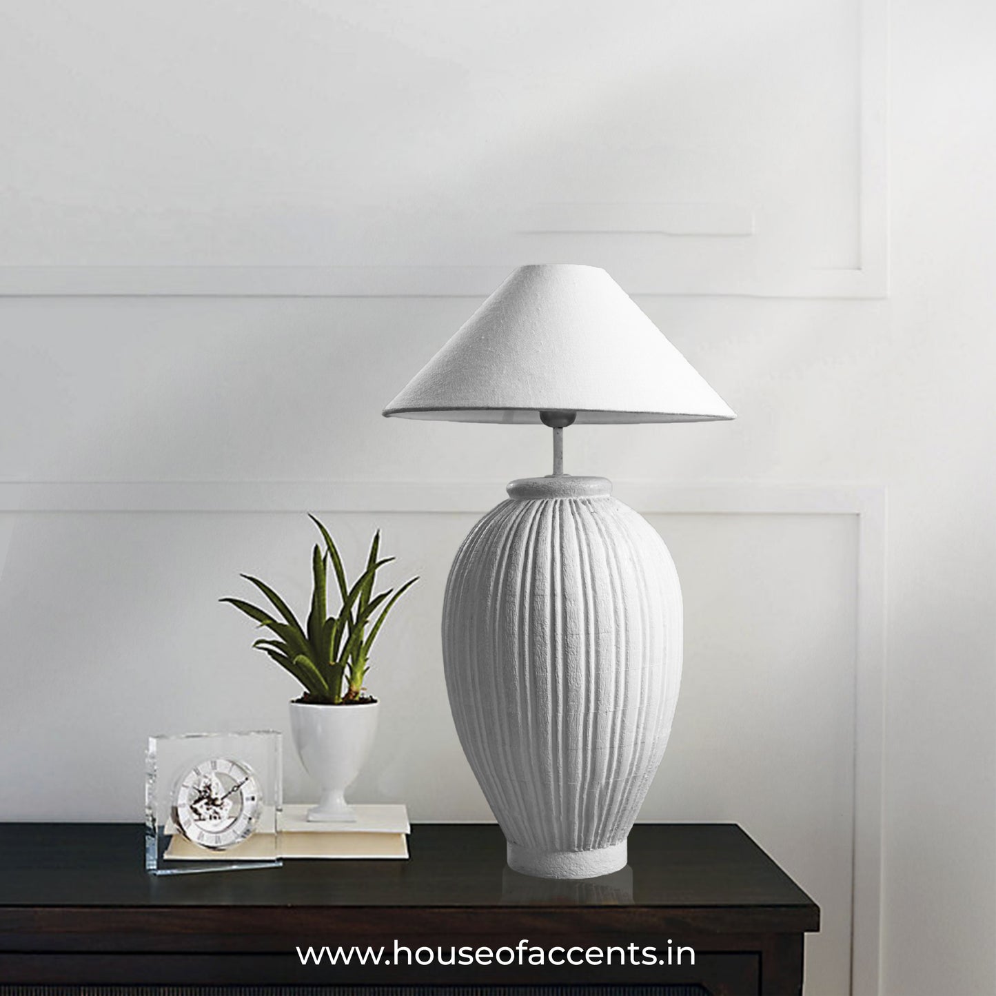 Flute Carved Lamp Stand