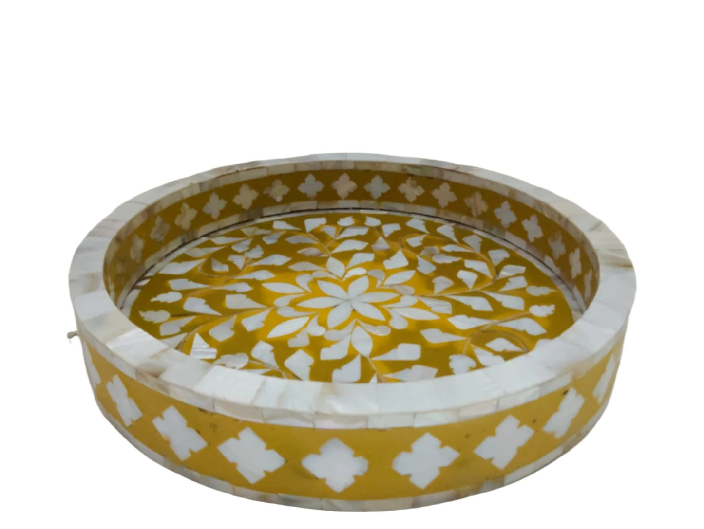 FLORAL YELLOW BONE INLAY TRAY