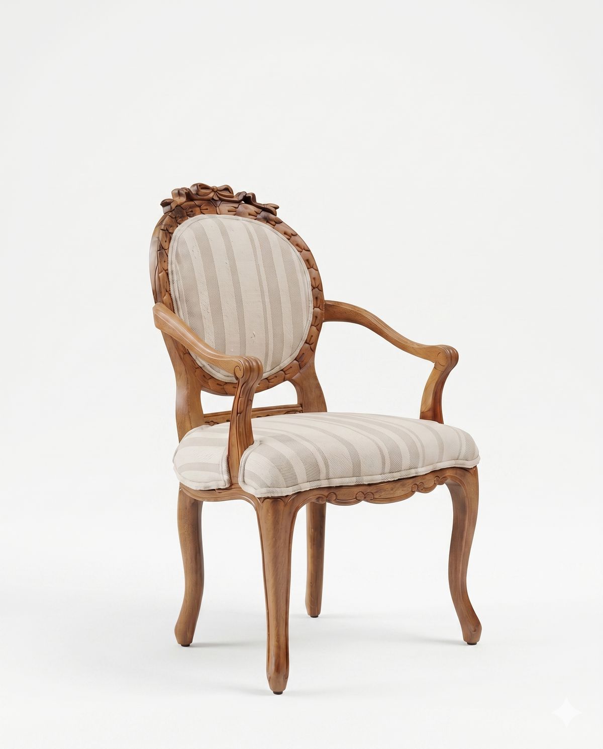 Carved Oval Back Arm Dining Chair