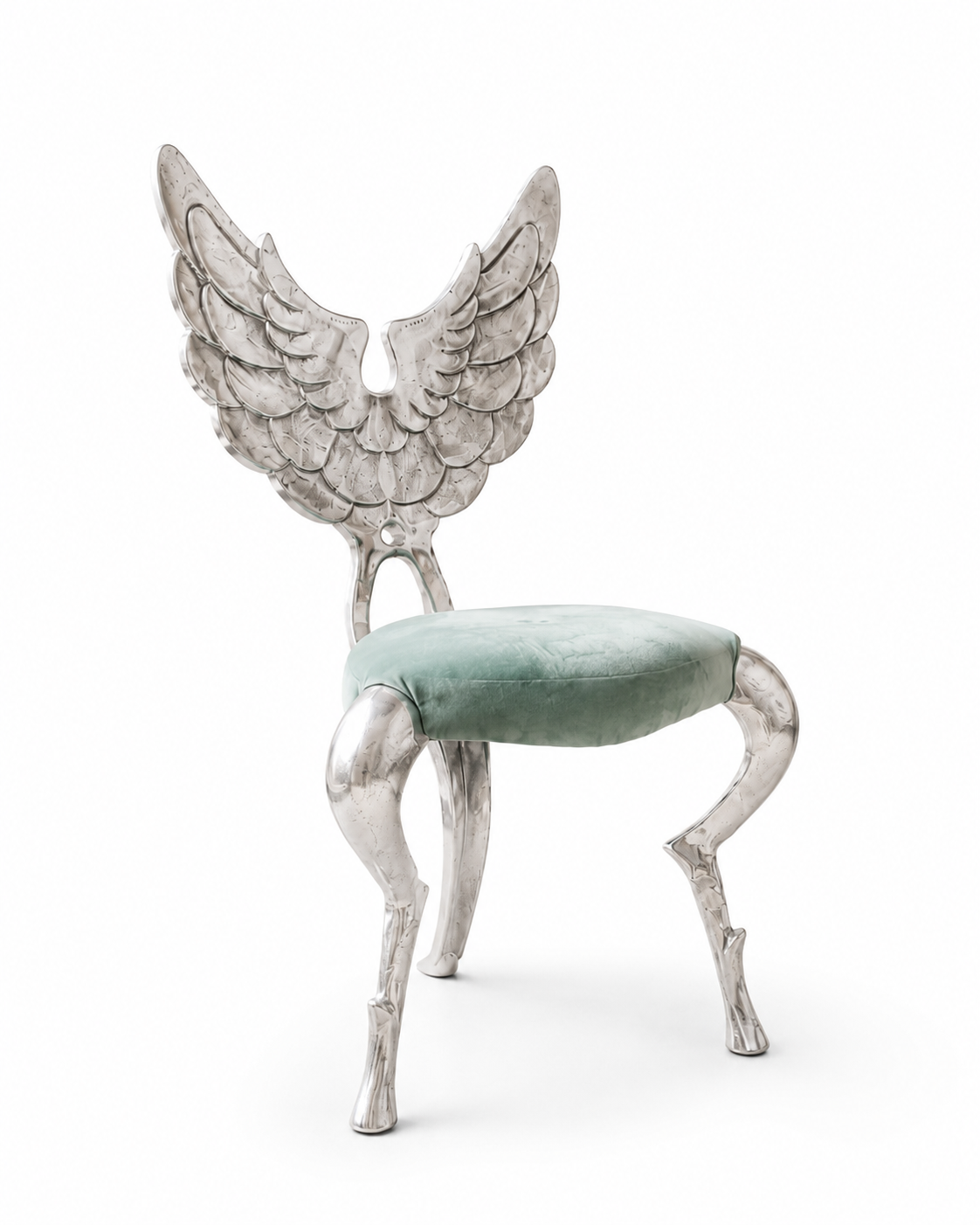 Silver Wing Back Statement Chair