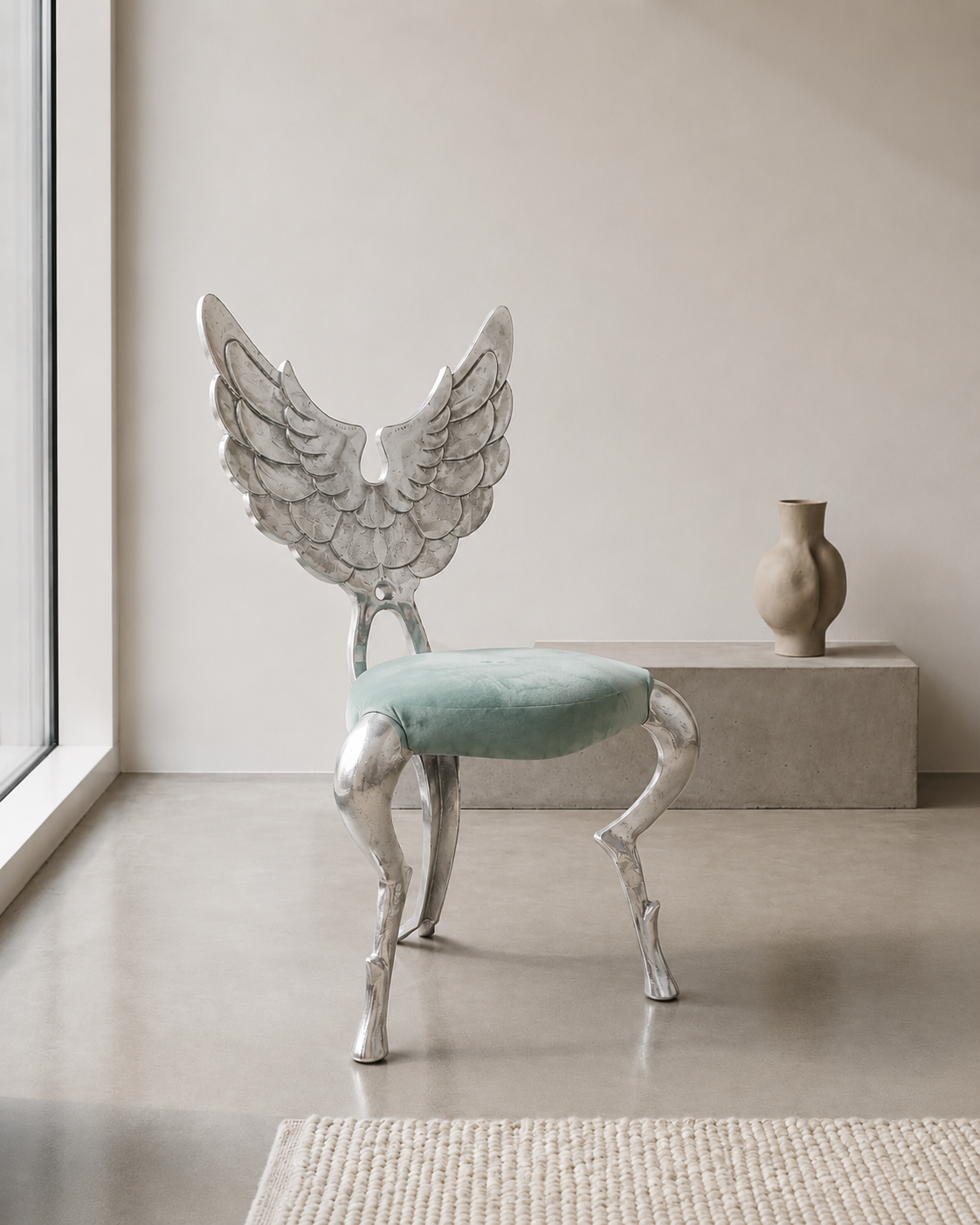 Silver Wing Back Statement Chair