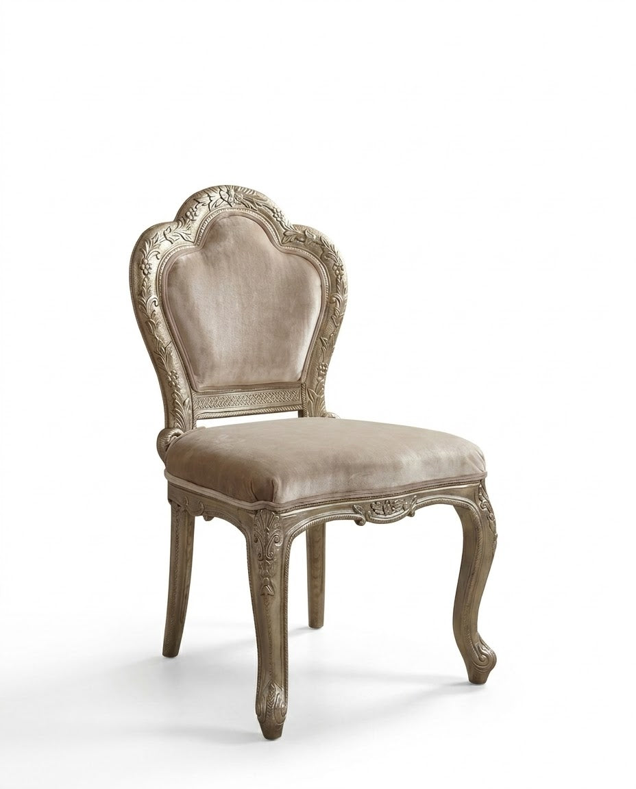 Ornate Silver Upholstered Accent Chair