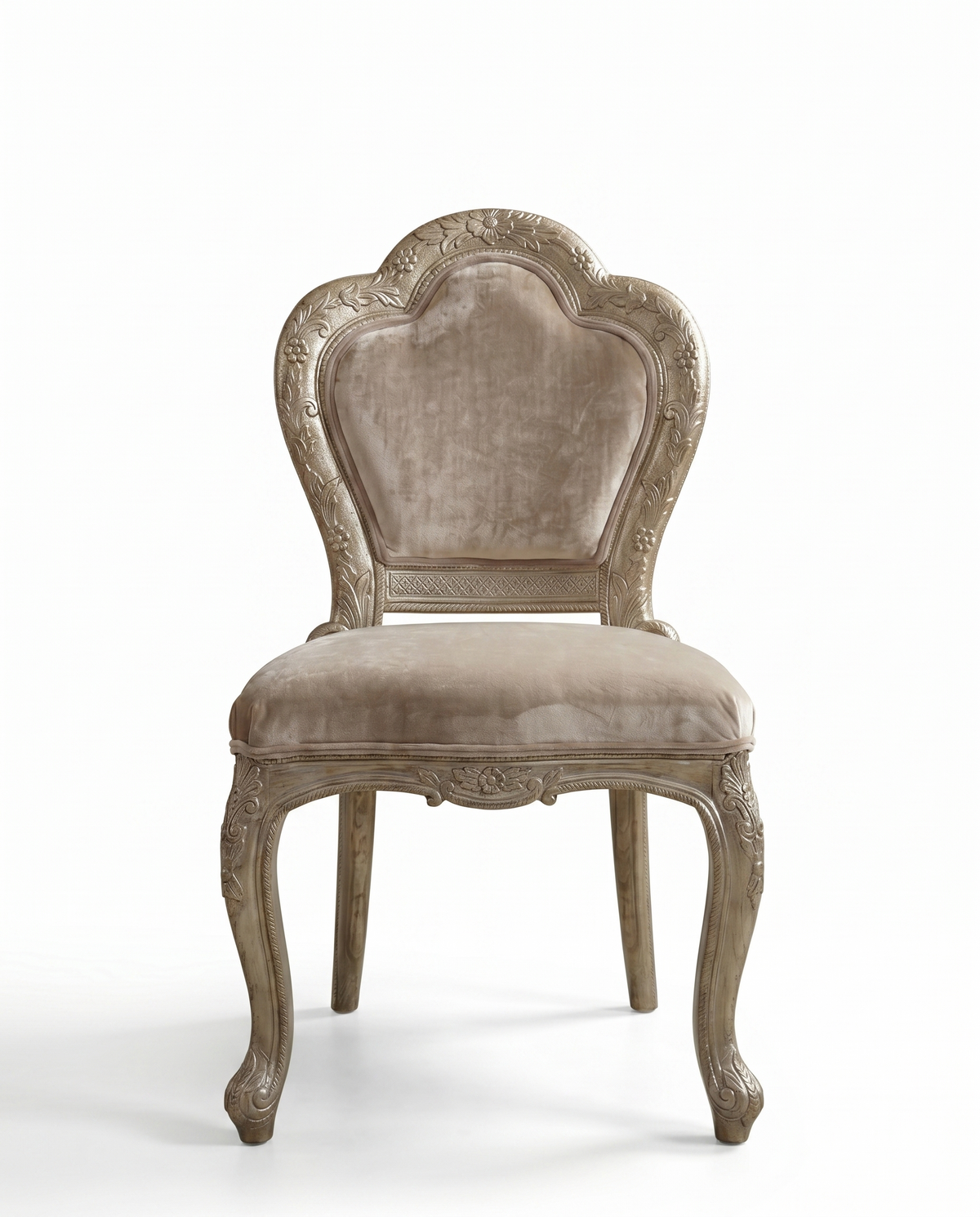 Ornate Silver Upholstered Accent Chair