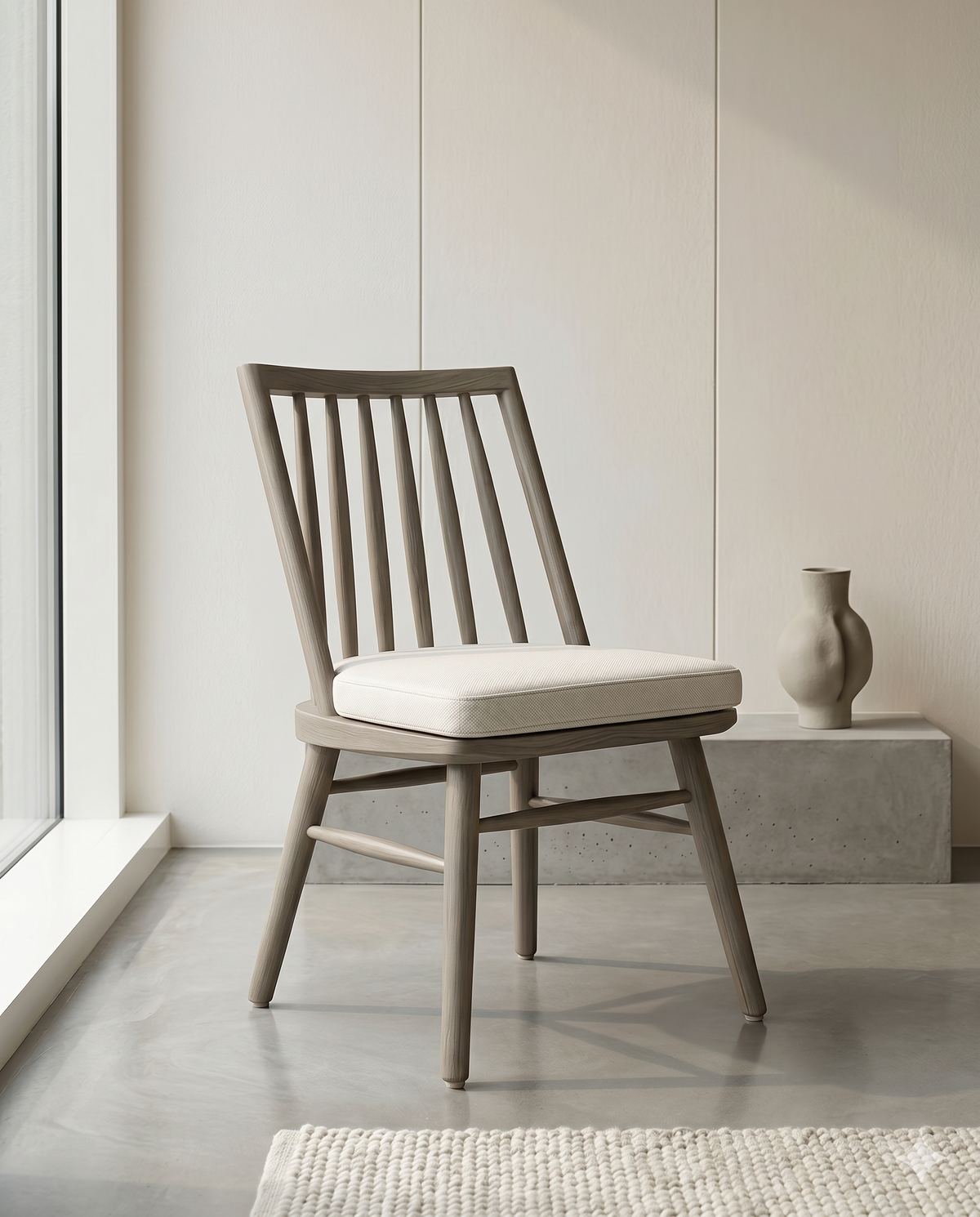 Natural Ash Wood Spindle Dining Chair