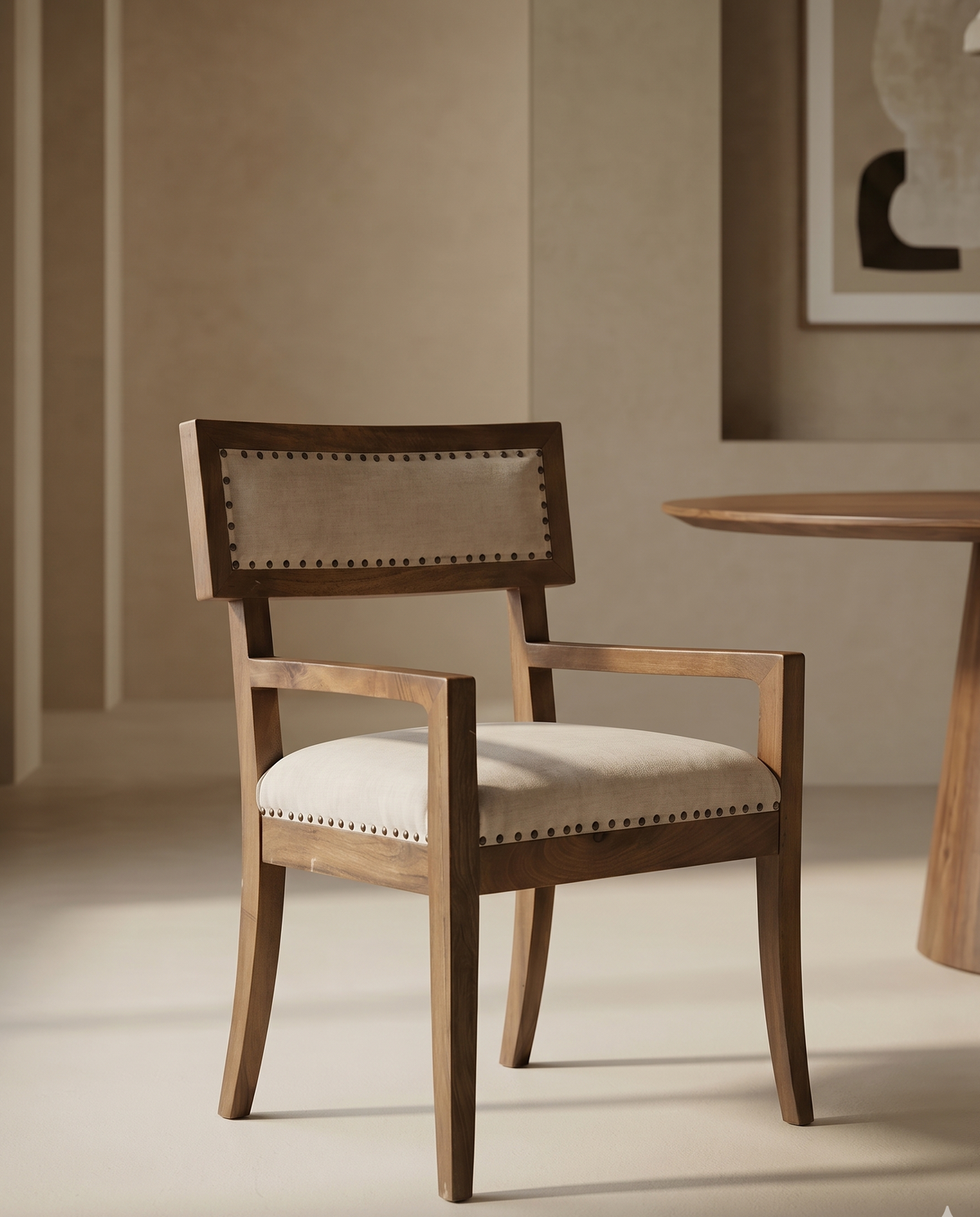 Modern Upholstered Wooden Arm Chair