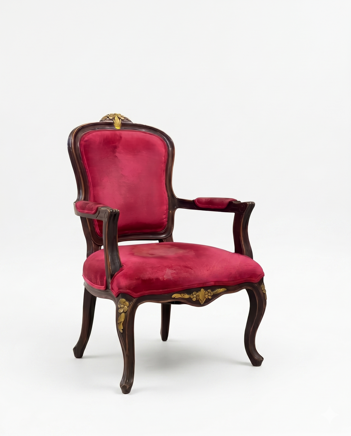 Royal Red Velvet Carved Arm chair