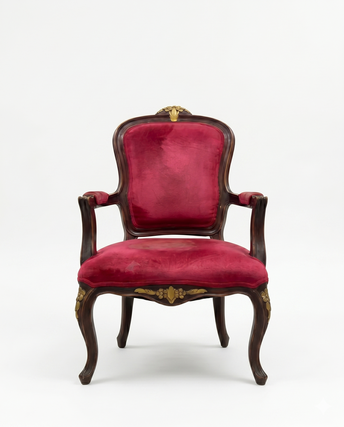 Royal Red Velvet Carved Arm chair