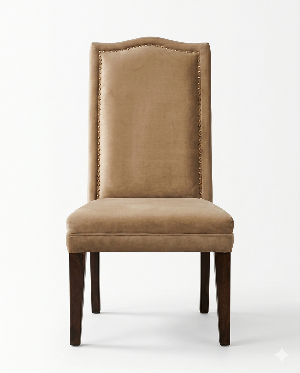 Tan Velvet Nailhead Dining Chair
