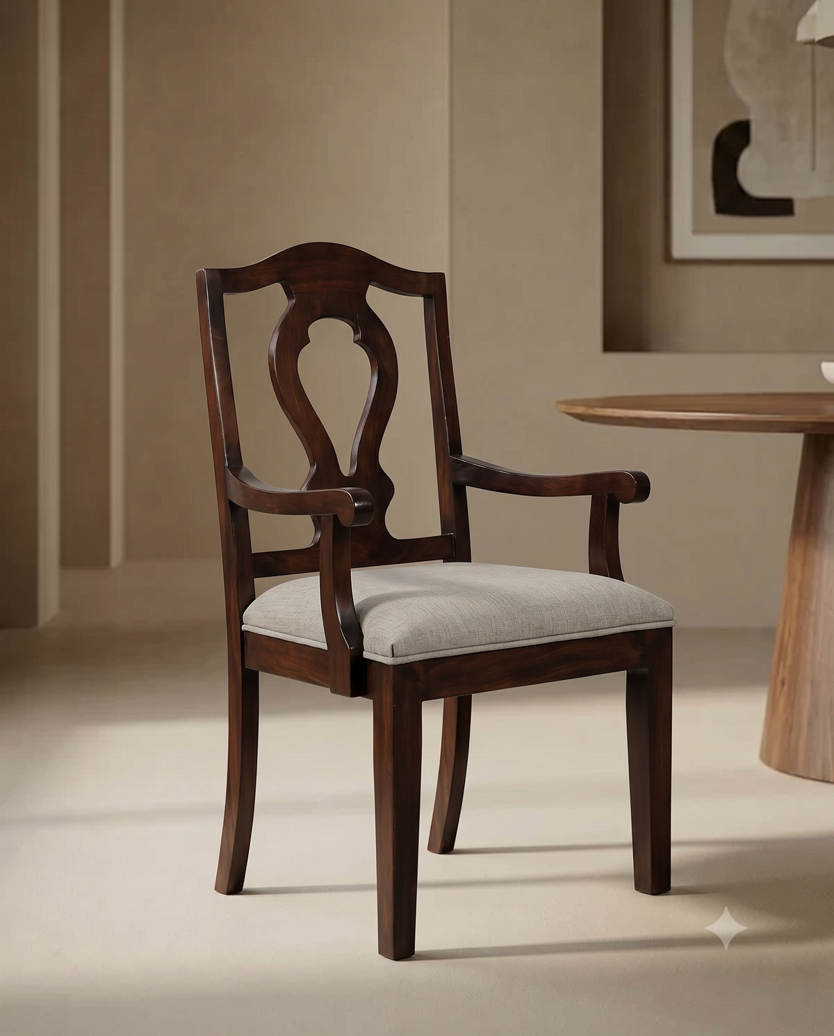Classic Cut-Out Back Wooden Armchair