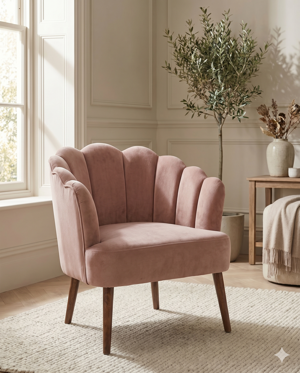 Blush Shell Back Accent Chair