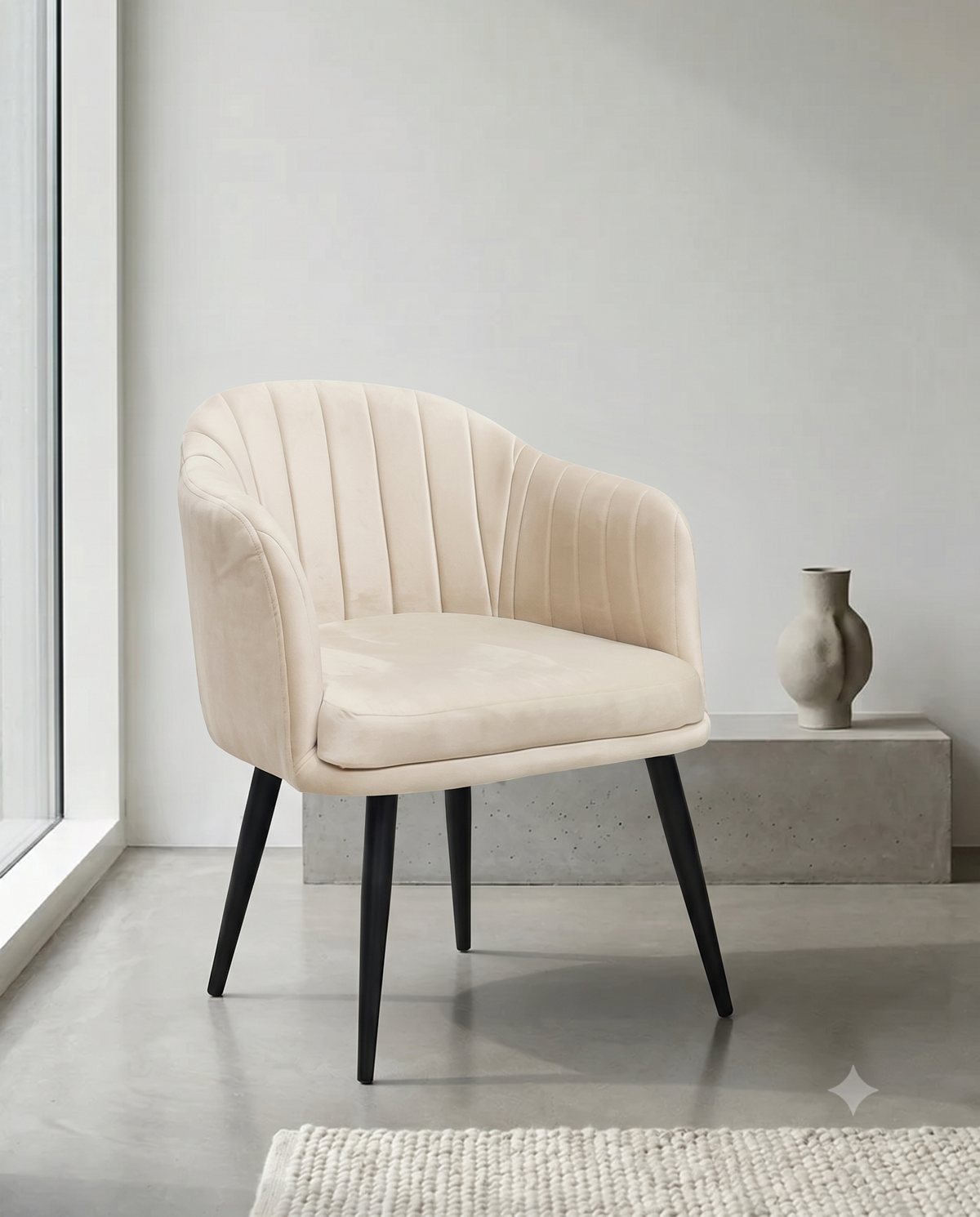 Cream Channel Tufted Accent Chair