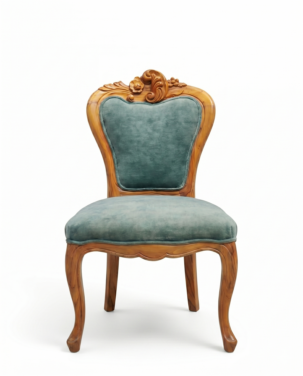 Teal Velvet Carved Dining Chair