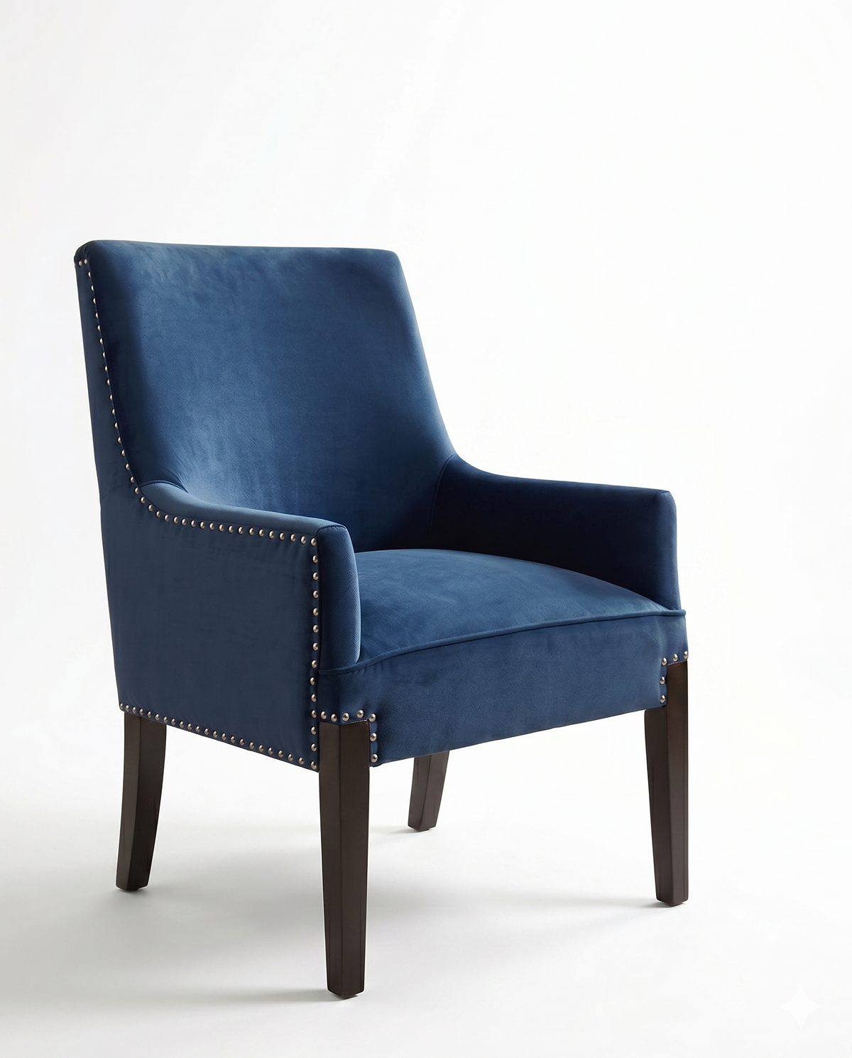 Blue Velvet Nailhead Accent Armchair