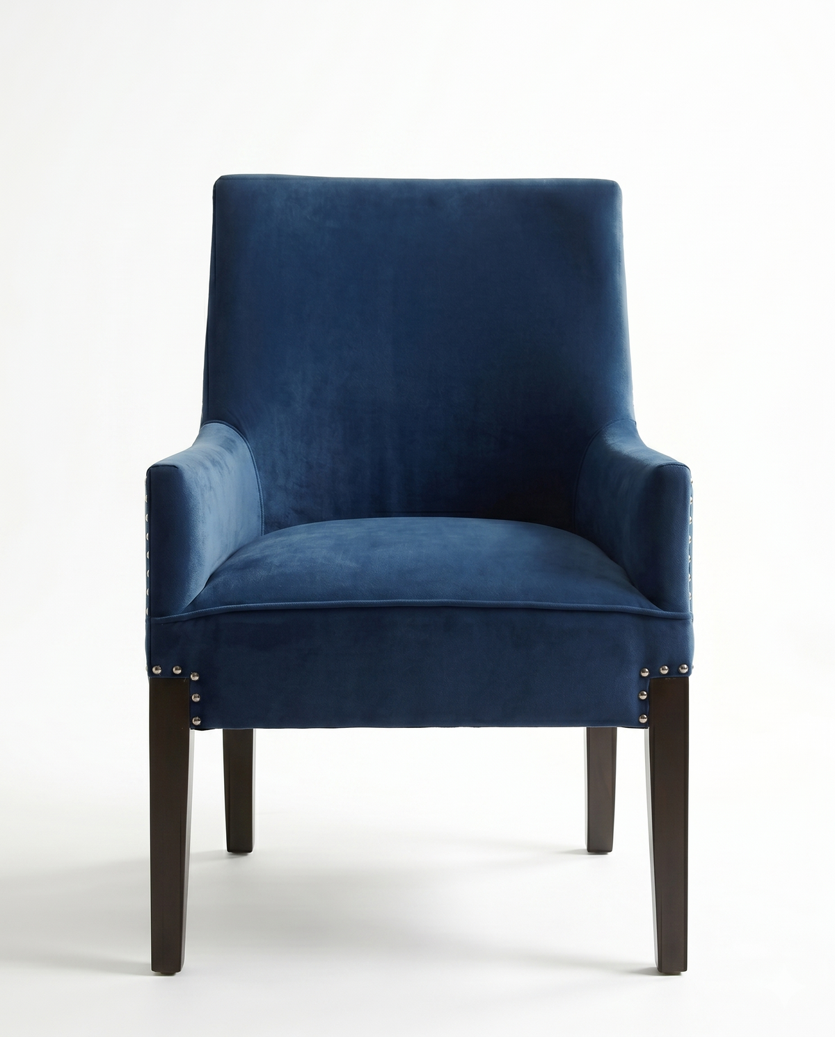 Blue Velvet Nailhead Accent Armchair
