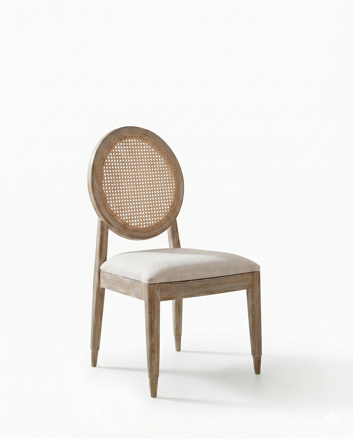 Round Cane Back Wooden Dining Chair