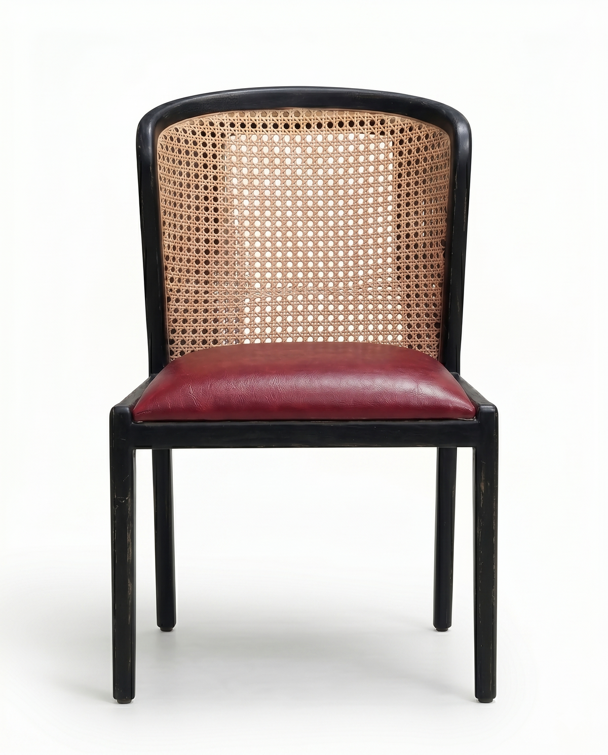 Black Cane Back Red Seat Dining Chair