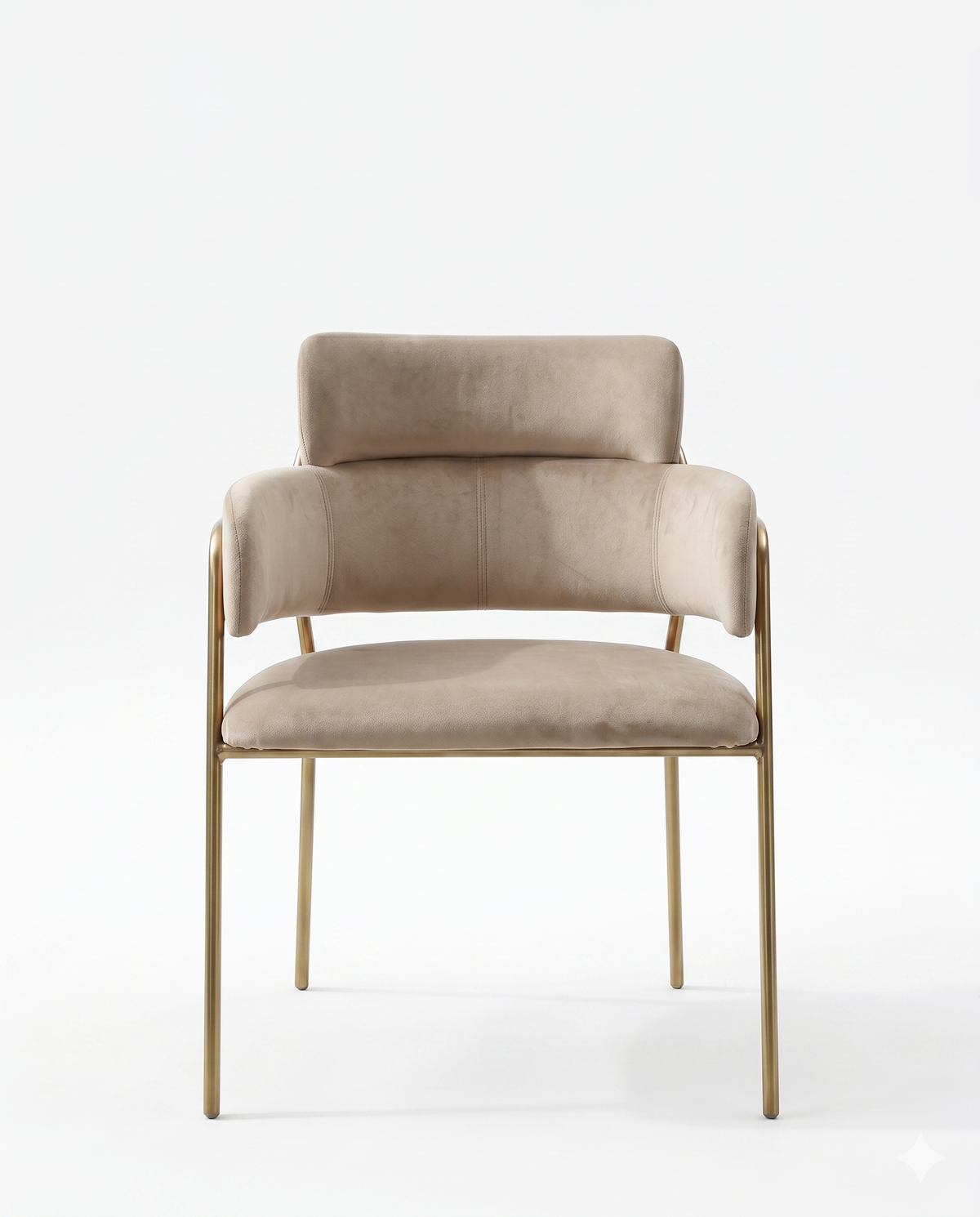 Beige Upholstered Gold Frame Accent Chair