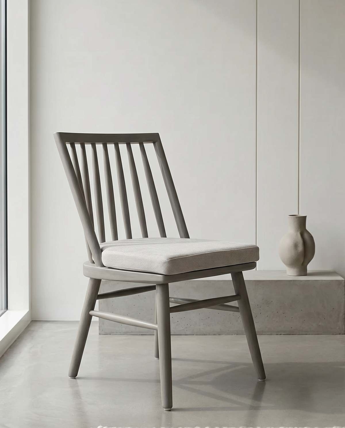 Grey Spindle Back Wooden Dining Chair