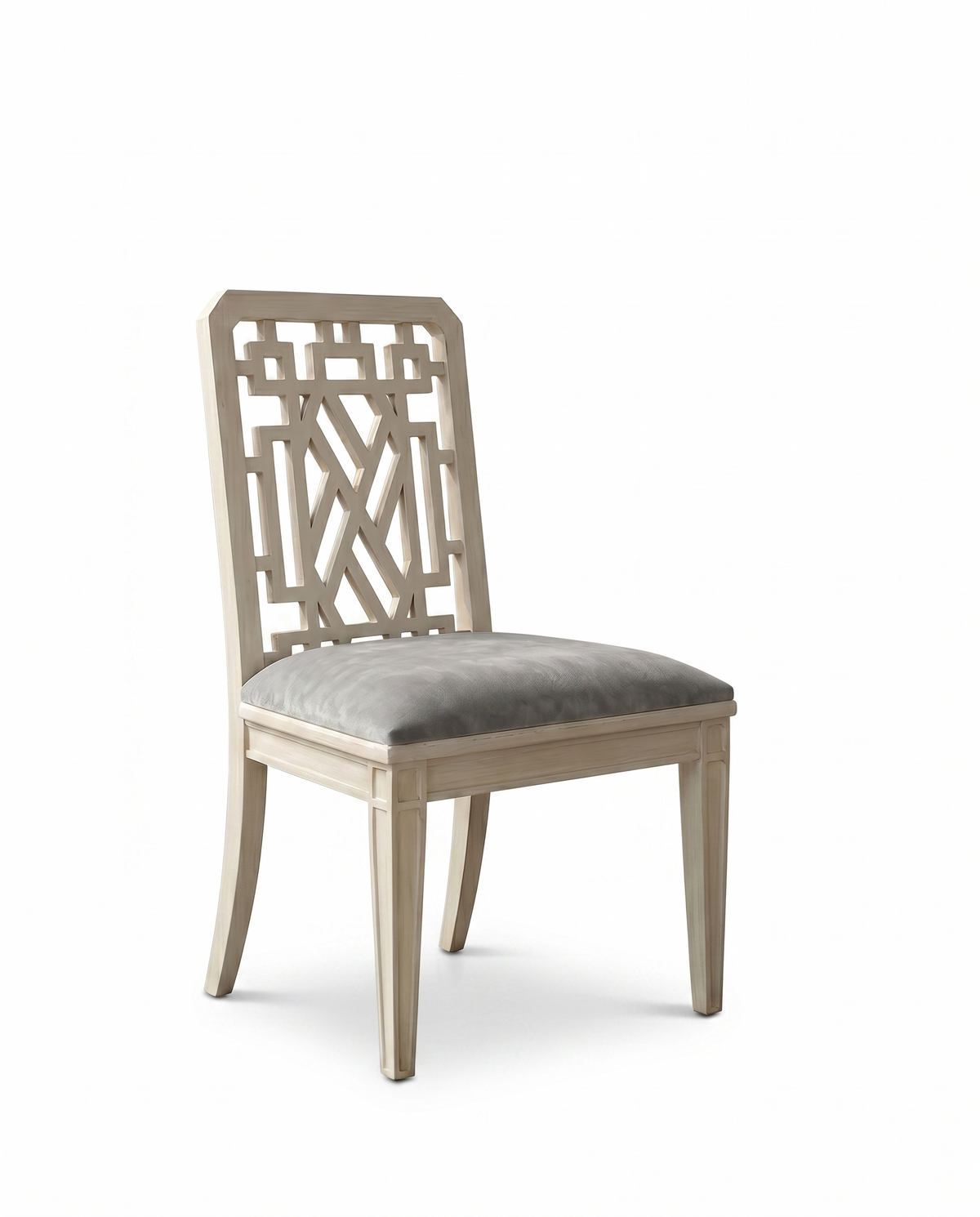 Ivory Geometric Back Dining Chair