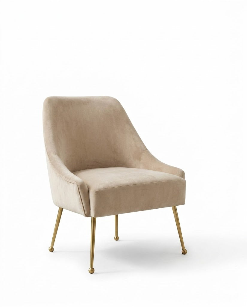 Cream Upholstered Gold Leg Accent Chair