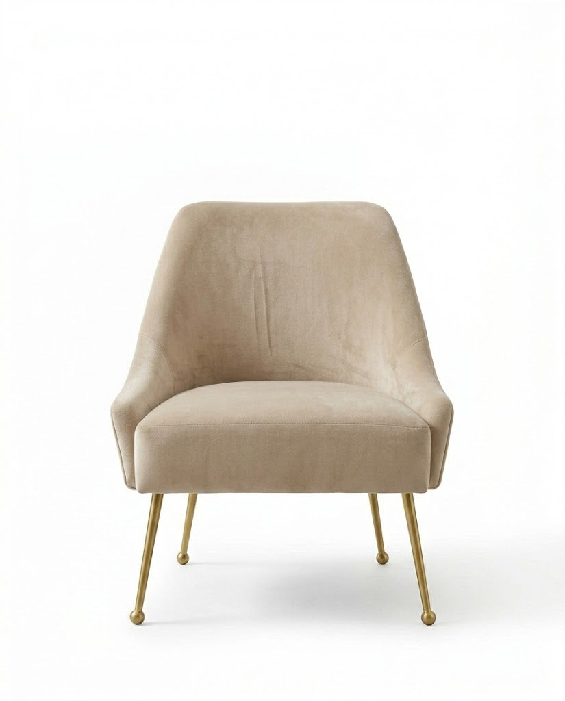 Cream Upholstered Gold Leg Accent Chair