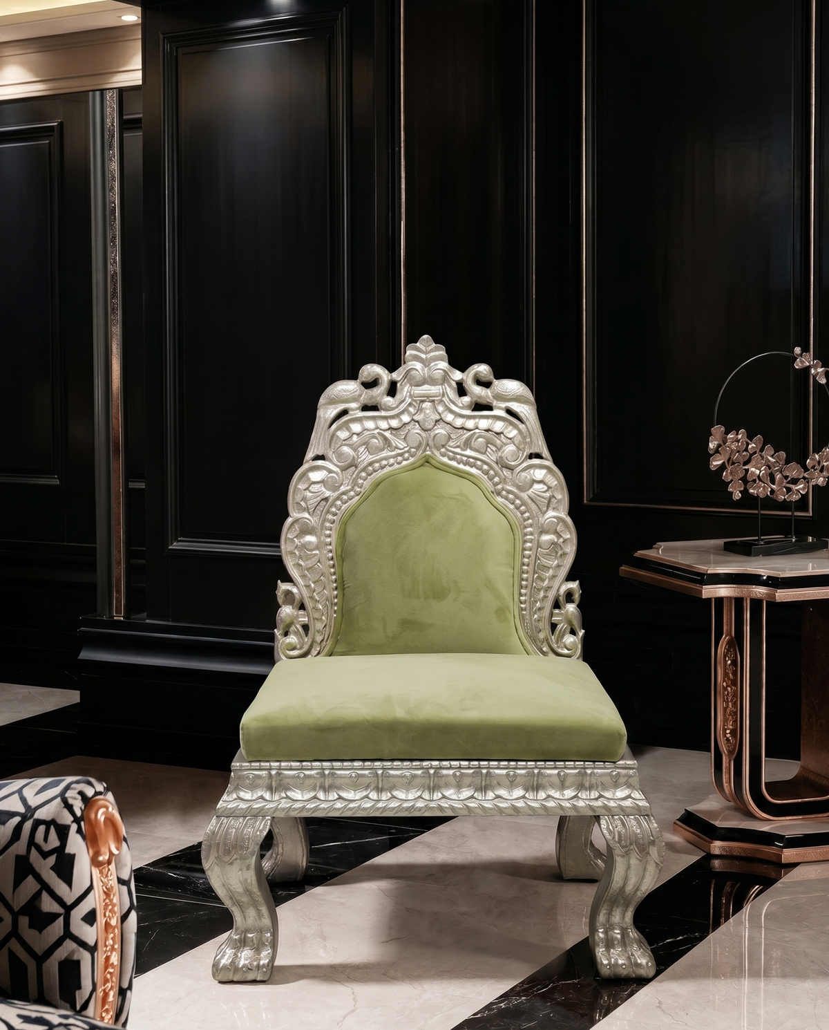 Regal Carved Lounge Accent Chair