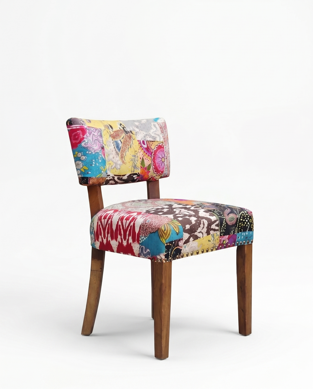 Multicolour Patchwork Upholstered Dining Chair