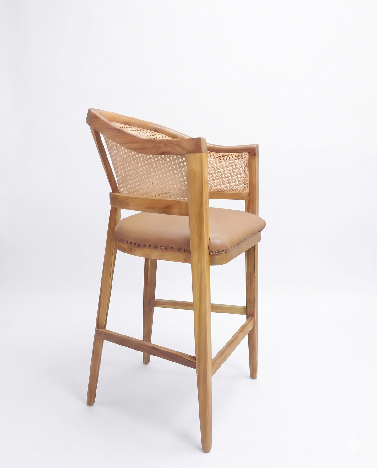 Cane Back Wooden Bar Chair