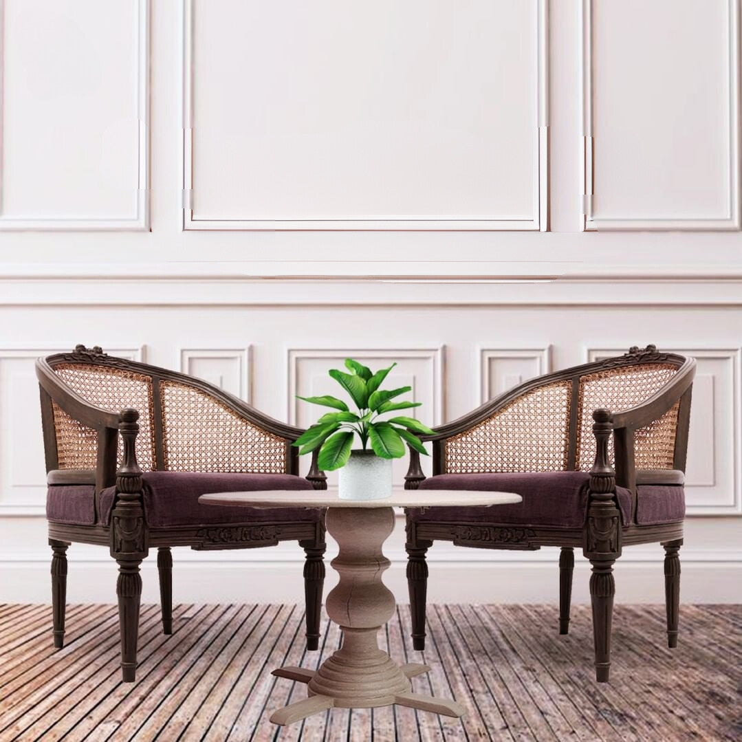 Handcarved Solid Wood With Royal Designer Chair | Set of 2