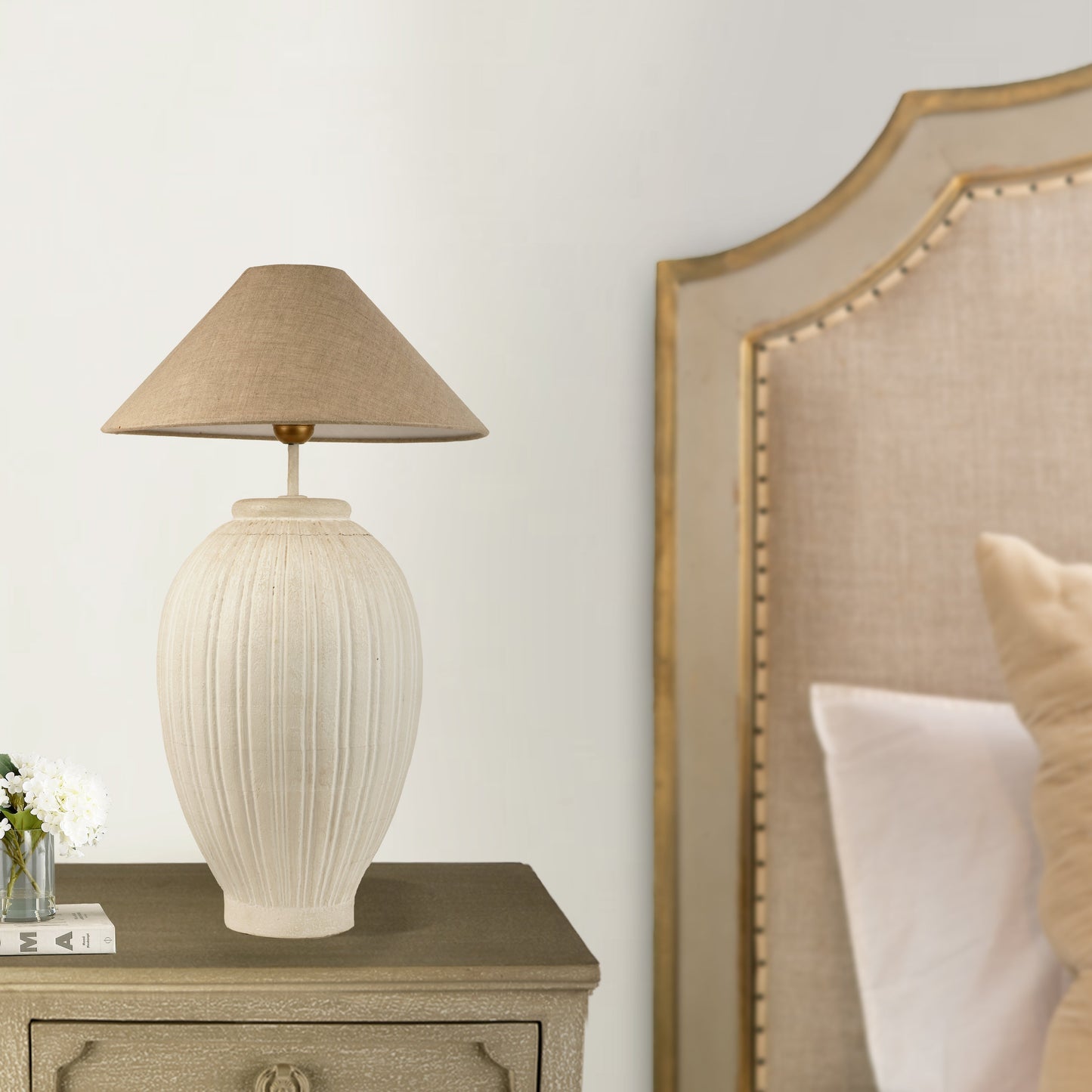 Flute Carved Lamp Stand